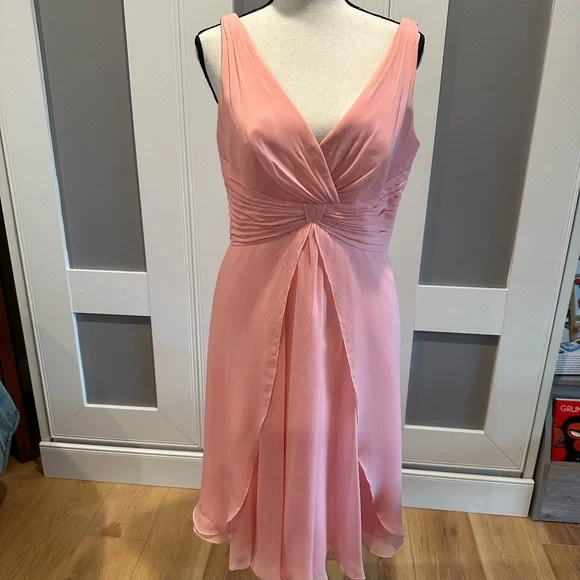 elegant dresses. Ahana Dusty Pink Crepe Midi Dress main image 1